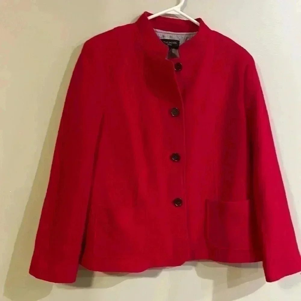 NWOT [16P]Talbots Red Wool Viscose Blend Butter  Down Coat